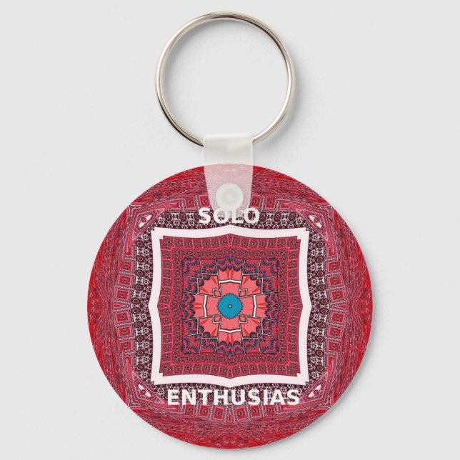 Traditional Sindhi Culture Ajrak Pattern Art Print Key Ring (Front)