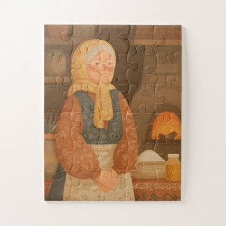Traditional Slavic Grandmother by Warm Oven Jigsaw Puzzle