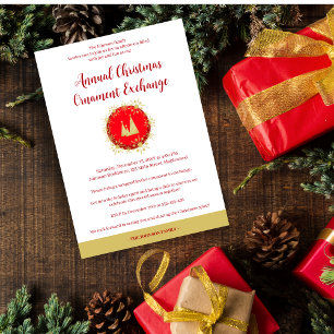 Traditional Snowflakes Christmas Ornament Exchange Invitation