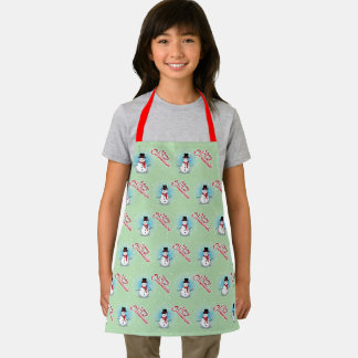 Traditional Snowman Christmas on LIGHT GREEN Apron