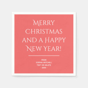 Traditional - Soft Red - Merry Christmas Napkins