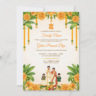 Traditional South Indian Griha Pravesh Invitation
