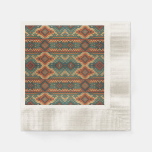 Traditional Southwestern rustic teal & brown  Napkin