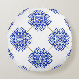 Traditional spain seamless pattern. Spanish cerami Round Cushion