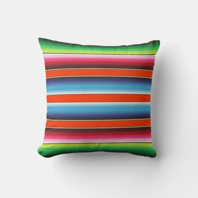 Traditional Spanish Serape Fiesta Mexican Blanket Cushion (Front)