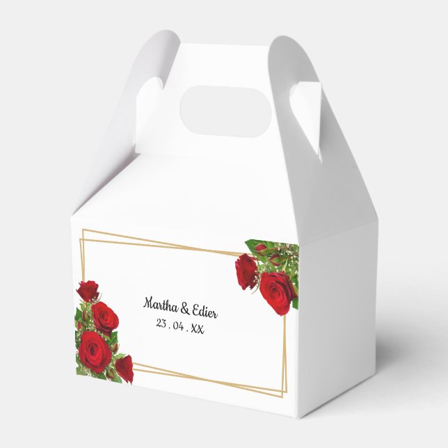 Traditional Spanish Wedding Favour Box Red Roses (Front Side)