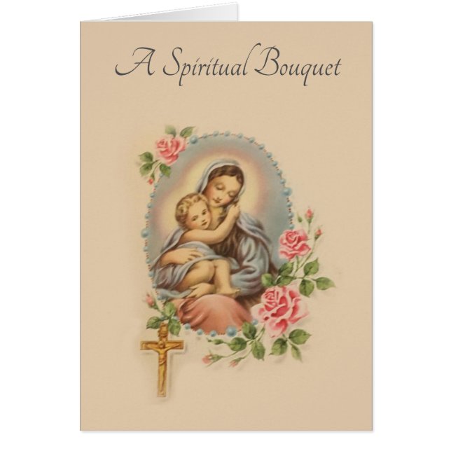 Traditional Spiritual Bouquet Virgin Mary  Card (Front)