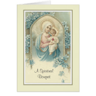 Traditional Spiritual Bouquet Virgin Mary Card