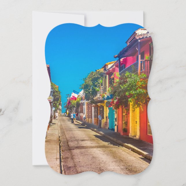 Traditional Street in Cartagena Colombia Card (Front)