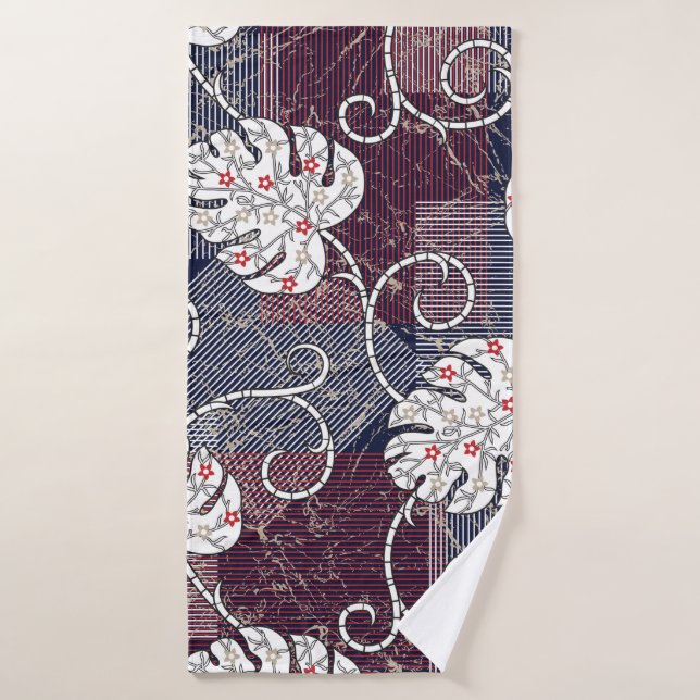 traditional stripes and leaves pattern bath towel (Bath Towel)
