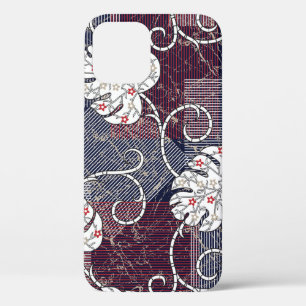 traditional stripes and leaves pattern iPhone 12 case