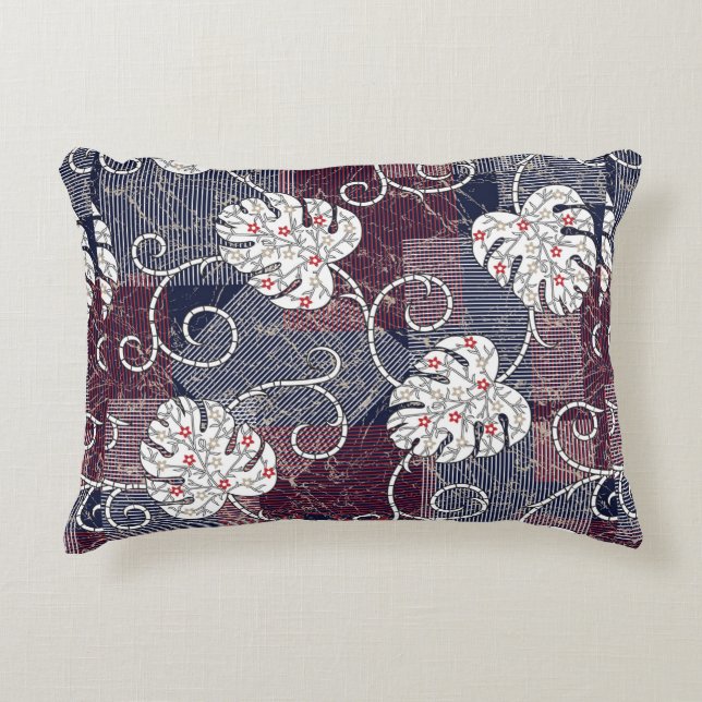 traditional stripes and leaves pattern decorative cushion (Front)