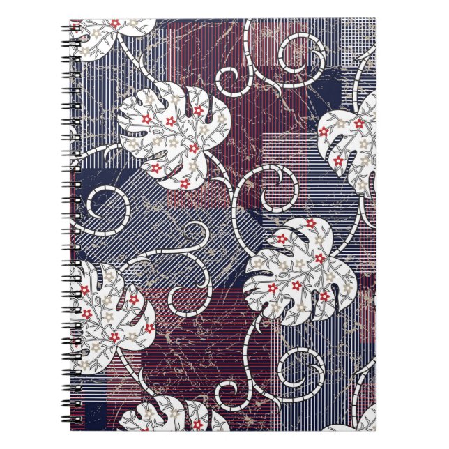 traditional stripes and leaves pattern notebook (Front)