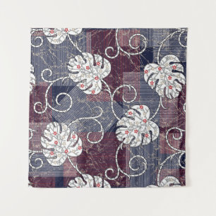 traditional stripes and leaves pattern tapestry