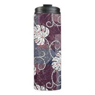 traditional stripes and leaves pattern thermal tumbler