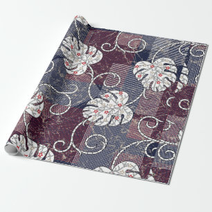 traditional stripes and leaves pattern wrapping paper