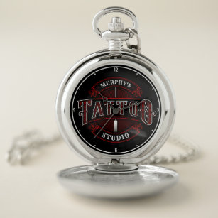 Traditional Style ADD NAME Tattoo Studio Shop Pocket Watch
