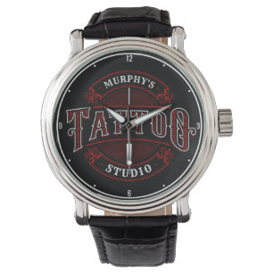 Traditional Style ADD NAME Tattoo Studio Shop Watch