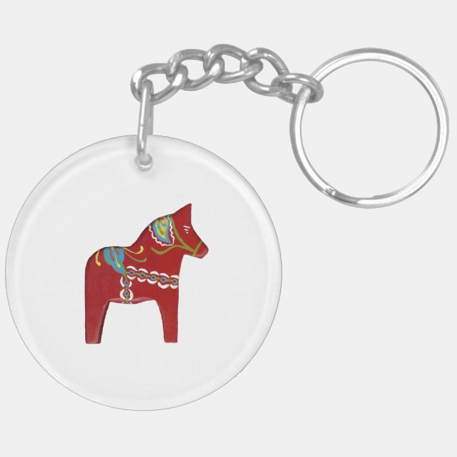 Traditional Style Dala Horse keychain (Back Left)