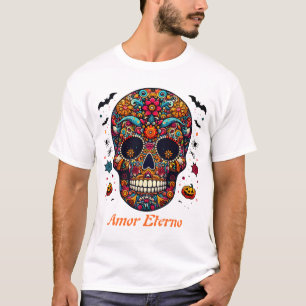 Traditional Sugar Skull Halloween Mexican Art T-Shirt