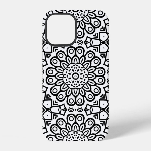 Traditional sunflower batik pattern ornamentscroll iPhone case (Back)