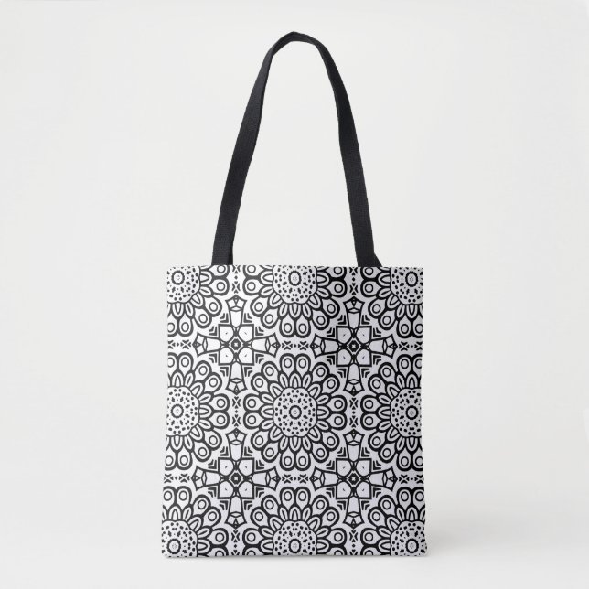 Traditional sunflower batik pattern ornamentscroll tote bag (Front)