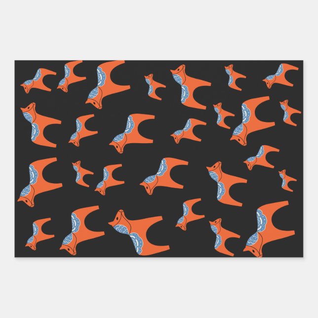 Traditional Swedish Dala Horse  Wrapping Paper Sheet (Front)