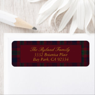 Traditional Tartan Christmas Red Classic Address Return Address Label