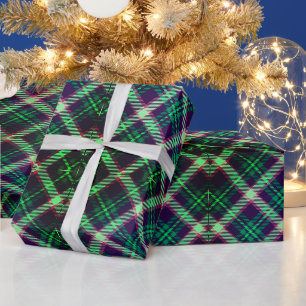 Traditional Tartan Green Blue Plaid Wrapping Paper