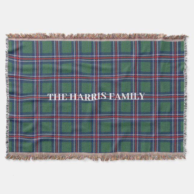 Traditional tartan plaid pattern personalized throw blanket (Front)
