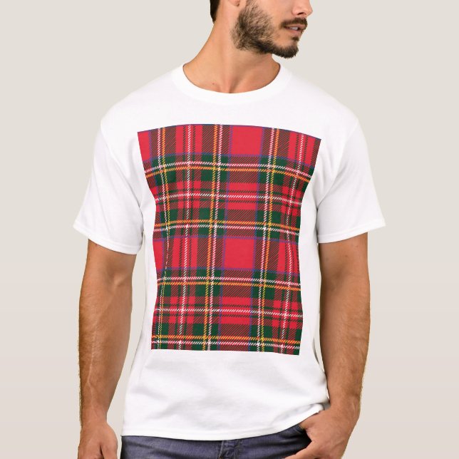 Traditional Tartan Plaid Seamless Wallpaper T-Shirt (Front)