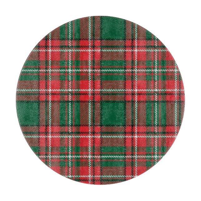 Traditional tartan: red-green plaid pattern. cutting board (Front)