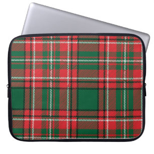 Traditional tartan: red-green plaid pattern. laptop sleeve