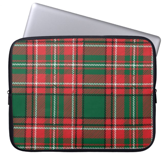 Traditional tartan: red-green plaid pattern. laptop sleeve (Front)