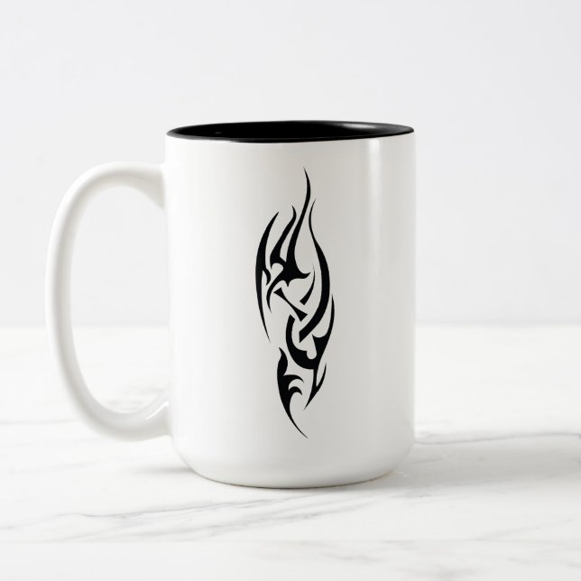 Traditional Tattoo Art Inspired Design Two-Tone Coffee Mug (Left)