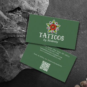Traditional Tattoo Flower Business Card