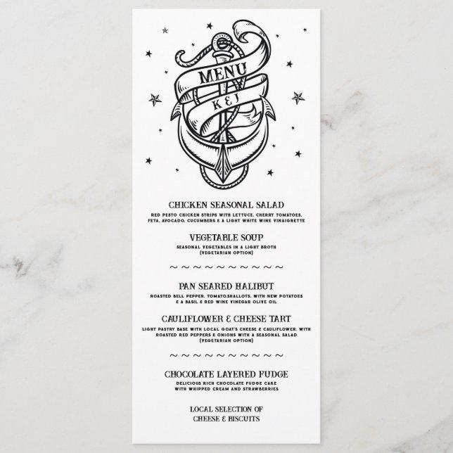 Traditional Tattoo Menu Wedding Rock Anchor (Front)