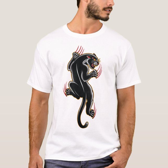Traditional Tattoo Panther illustration Sticker T-Shirt (Front)