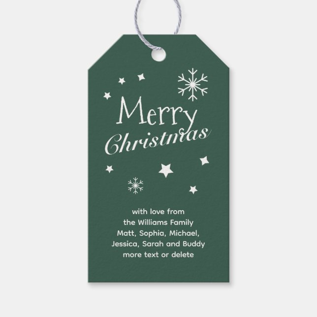 Traditional - Teal Green - Christmas Gift Tags (Front)