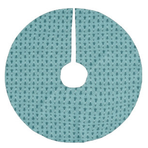 Traditional Teal Green Christmas Trees & Reindeer Brushed Polyester Tree Skirt