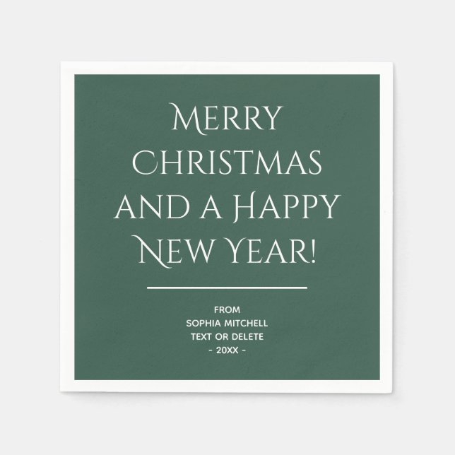 Traditional - Teal Green - Merry Christmas Napkins (Front)
