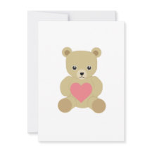 Traditional Teddy Bear with Heart Card