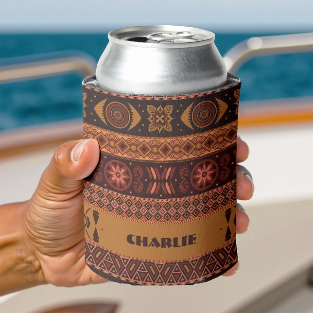 Traditional Terracotta Ethnic Tribal Boho Pattern Can Cooler (Creator Uploaded)