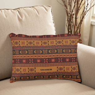 Traditional Terracotta Ethnic Tribal Boho Pattern Decorative Cushion