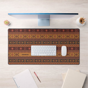 Traditional Terracotta Ethnic Tribal Boho Pattern Desk Mat