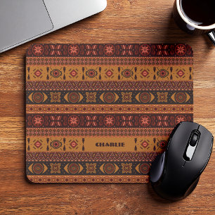 Traditional Terracotta Ethnic Tribal Boho Pattern Mouse Pad