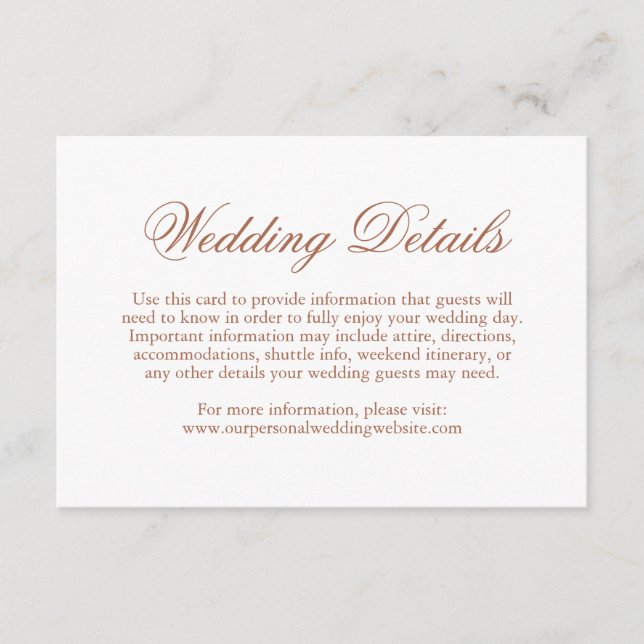 Traditional Terracotta Formal Elegant Wedding Enclosure Card (Front)