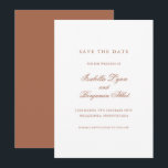 Traditional Terracotta Formal Elegant Wedding Save The Date<br><div class="desc">Elegant non photo Save the Date Card with traditional wording in terracotta.  Your names are in calligraphy and your details are in a serif font.  All text is burnt orange / rust over a white background.  This classic style Save the Date without pictures is perfect for a formal wedding.</div>