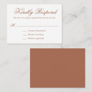 Traditional Terracotta Formal Mini Wedding RSVP Card