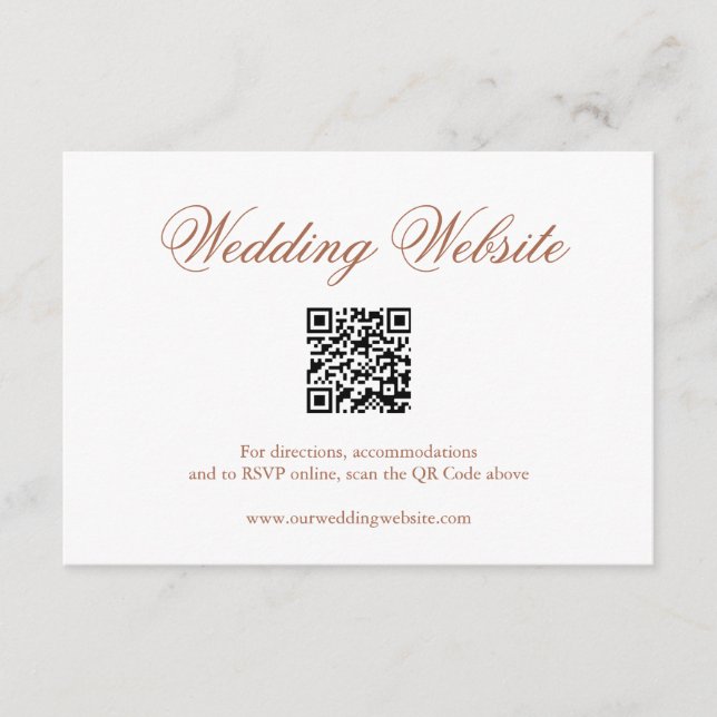Traditional Terracotta Formal QR Code Wedding Enclosure Card (Front)